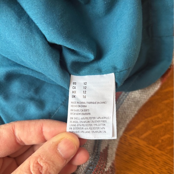 American Eagle Women's 12 Wool-Blend Mini Skirt Western Southwestern Lined Blue - Picture 14 of 16